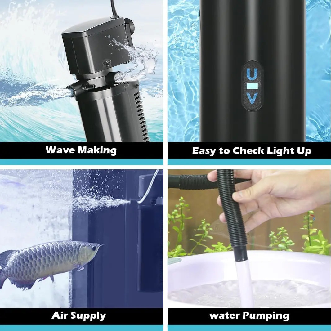 Filtro UV per acquario 75-200 galloni 300GPH sommergibile verde pulito foto 6