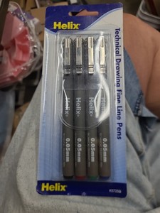 helix technical fine line pens 0.5 and black red green and blue