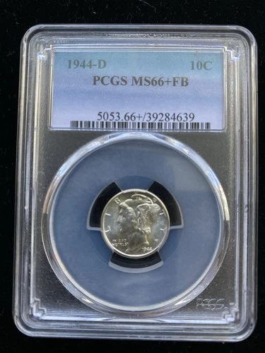 1944 Mercury Dime PCGS MS66+FB 10C Silver Denver KM#140 Uncirculated