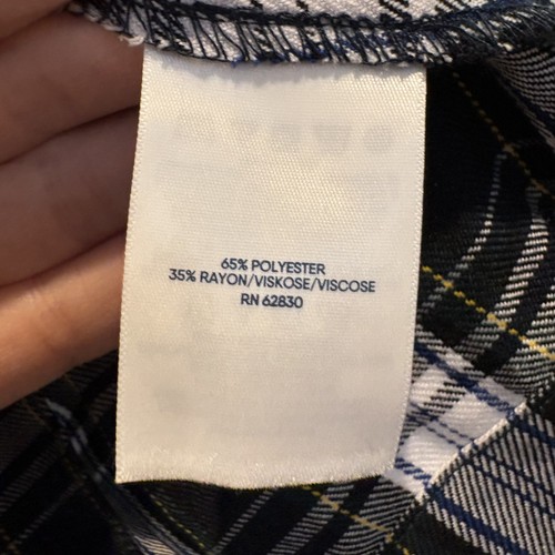Lands’ End Skirt Girls 12 Navy White Green Plaid Adjustable Waist Uniform School - Picture 7 of 10