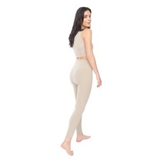Lookus Maside Womens Ribbed Legging Top Set Casual Activewear Gym Set Tan