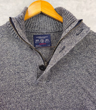 AMERICAN EAGLE 1/4 Zip Sweater Men s Large Gray 100 Cotton Mock Neck Adult