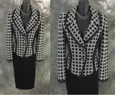 BEAUTIFUL St John collection jacket black white knit suit blazer size 8
