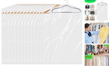 15 Packs Plastic Clear Clothes Covers,Dry Cleaners Bags Hanging Clothing
