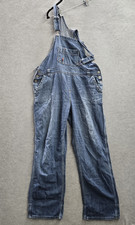 Dickies Men Overalls L Blue Denim Carpenter Button 29" Inseam READ
