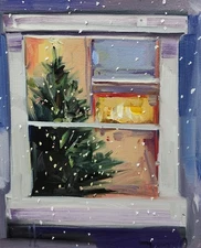 Jose Trujillo Fine Art PRINT 16x20" Collectible Winter Snow Xmas Window House