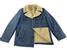 Dee Cee Brand Vintage 70's Western Wear Mens L Sherpa Lined Farmer Jean Jacket