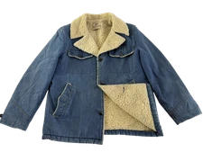 Dee Cee Brand Vintage 70's Western Wear Mens L Sherpa Lined Farmer Jean Jacket
