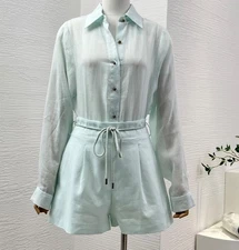 Zimmermann Linen Set Green Shirt 0 & Shorts 1 – Excellent Condition