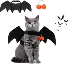 Cat Halloween Bat Costume, Adjustable Dog Wings Cosplay Pet Small, Black