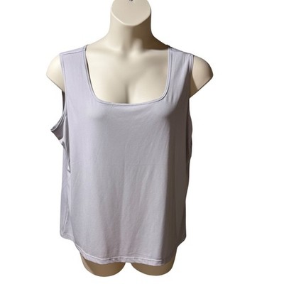 Effortless Style by Citiknits Sleeveless Tank Top 1X Grey Square Neck Workwear
