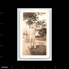 Old Vintage Photo ARMY MAN SOLDIER STANDING OUTSIDE