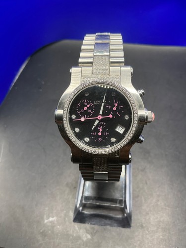 Renato Beauty Collection Black dial Pink accents Diamond Hour markers