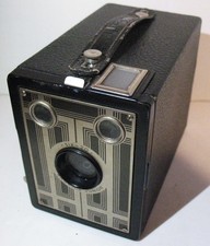 Vintage 1930s Kodak Brownie Junior Six-20 Box Camera with Art Deco Face Plate