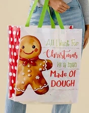 Cracker Barrel Shopping Tote Shopping Bag, Christmas Gingerbread Man Gift Bag