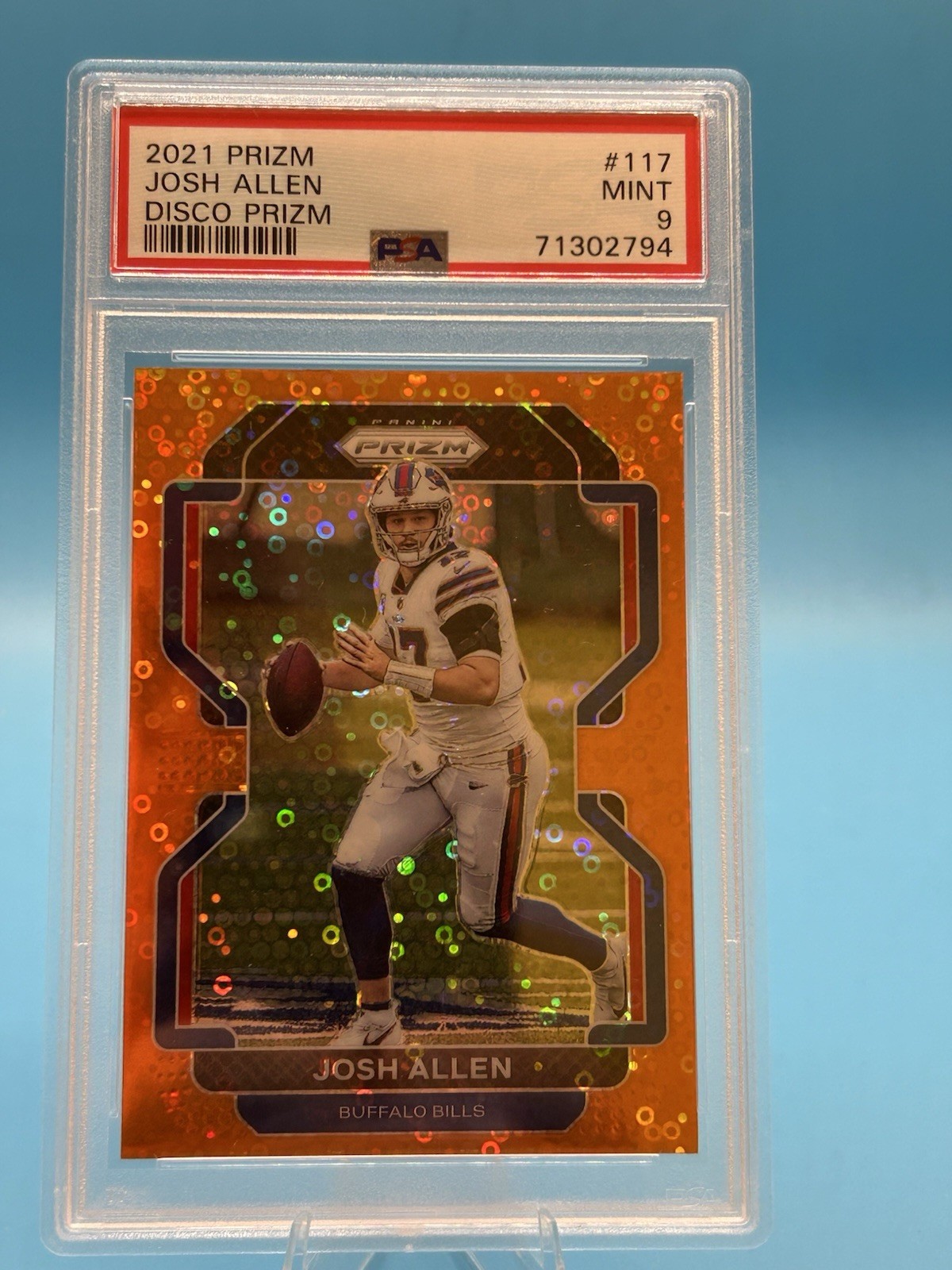 2021 Prizm Josh Allen Orange Disco Prizm  PSA 9 MINT Buffalo Bills #117 view 17