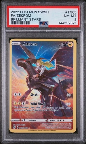 2022 POKEMON SWORD & SHIELD BRILLIANT STARS #TG05 FULL ART/ZEKROM PSA 8