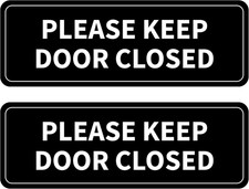 2PCS Please Keep Door Closed Sign for House, Self-Adhesive Waterproof