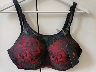 NEU Marc & André Bustier BH rot schwarz 85D Spitze Soft ohne Bügel Laser cut