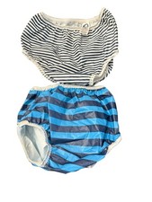 VTG Gerber Baby Stripe Plastic Pants Diaper Covers Navy Blue White 2 Pair SZ 2T