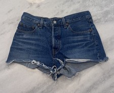 Vintage 501 Levi s Jean Shorts Size 28 Dark Wash Cutoffs 90s Frayed Womens Trend