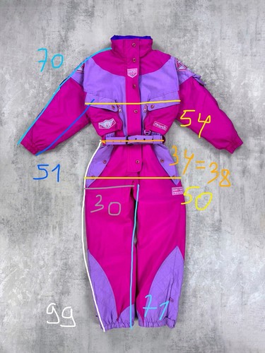 Vintage Ski Anzug Schnee Overall Winter Ganzanzug Mehrfarbig Damen Größe 36 - Bild 16 von 16