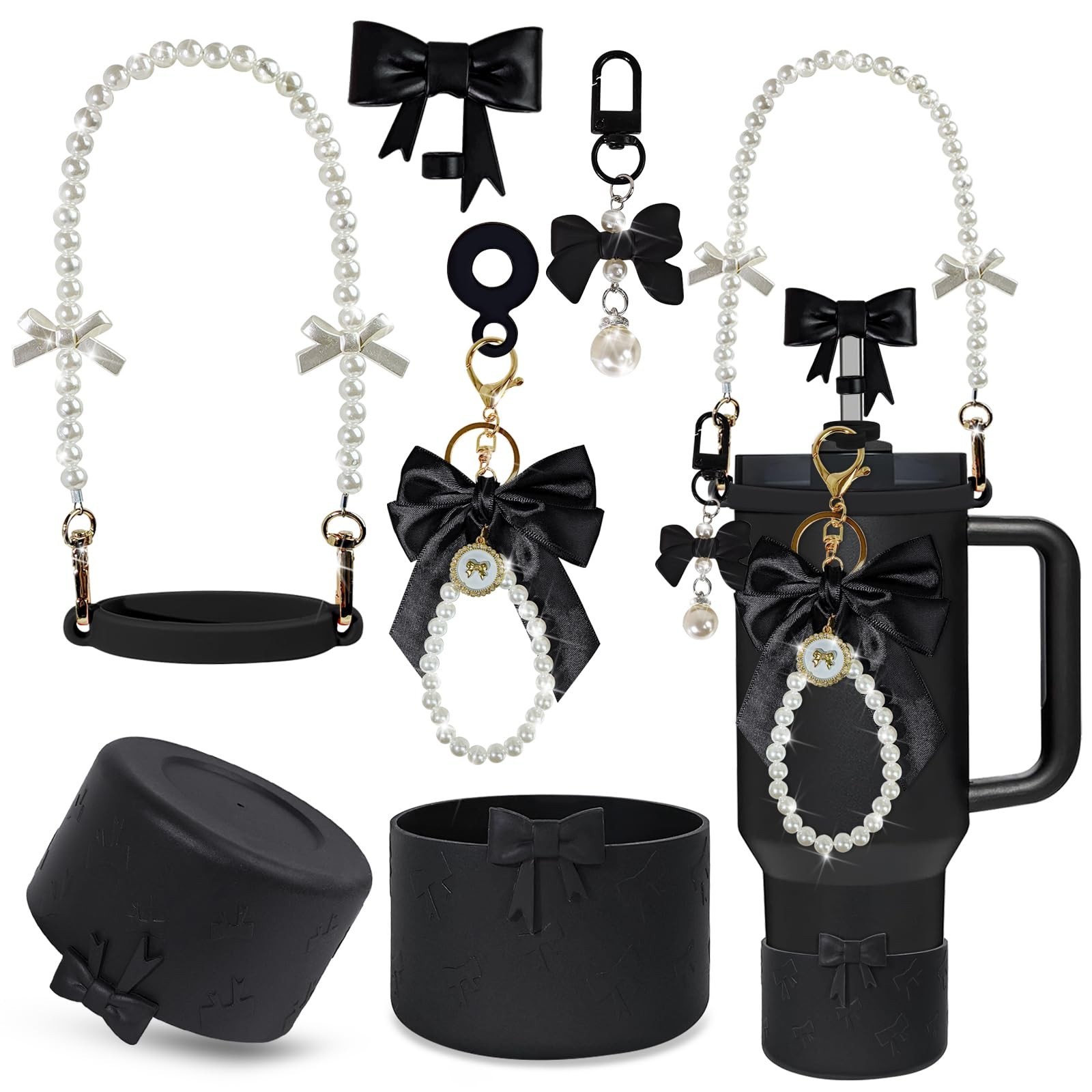 Bow Stanley Cup Accessories Set Including Siliocne Straw Cover, Siliocne Boot...