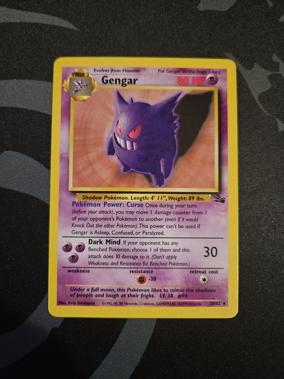 Gengar 20/62 Fossil Unlimited Regular Rare NM