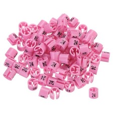 100 Pack Clothes Hanger Marker Number 24 Size Tag Fit 3.5mm Rod Pink