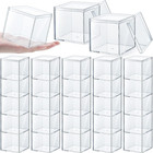 30Pcs Sturdy Acrylic Storage Boxes, Clear Plastic Square Cube Containers with Li