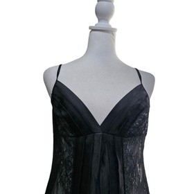  Studio La Perla Black Lace Mesh Babydoll Chemise Slip Dress Italy Sexy Lingerie