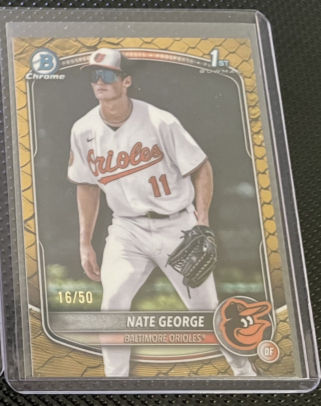 2025 1st Bowman Chrome Nate George Gold Reptilian /50 Baltimore Orioles Prospect