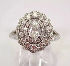 2Ct Oval Cut Lab-Created Diamond Cluster Engagement Ring 14K White Gold Finish