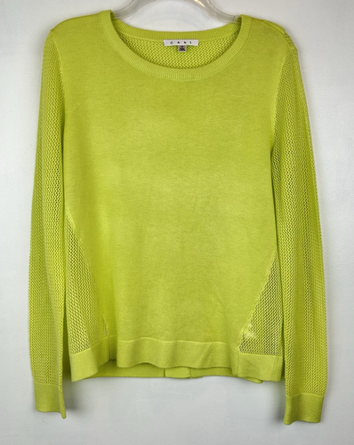 Cabi Sweater Womens M Lightweight Fly Away Mesh Chartruesse Green Casual