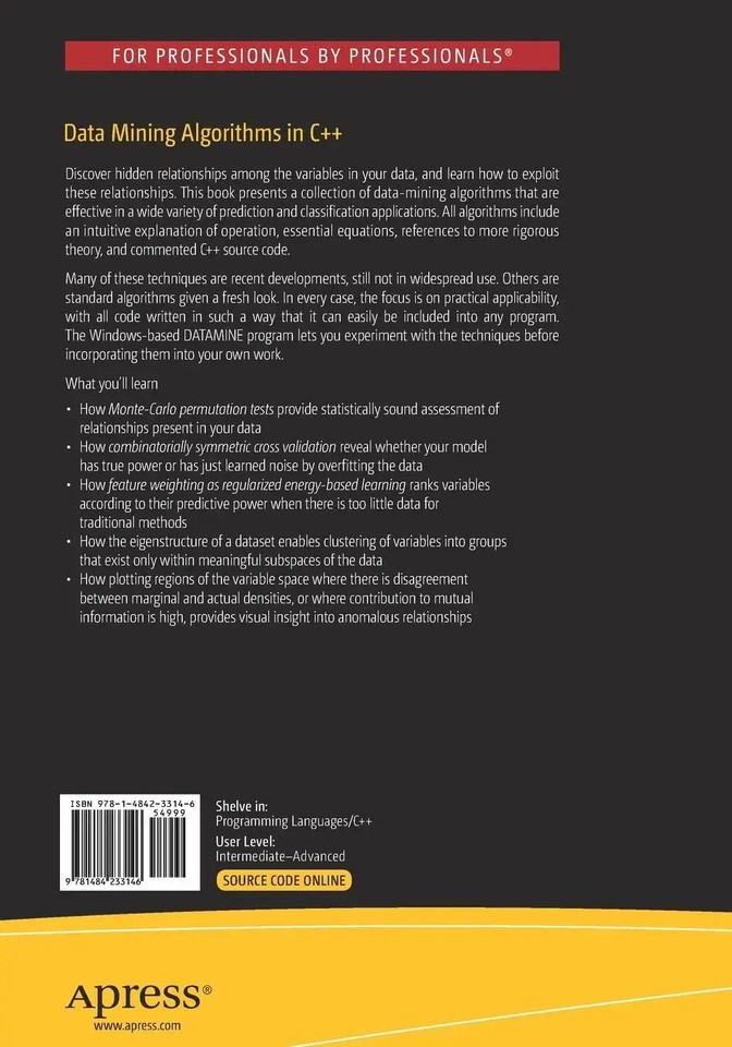 Data Mining Algorithms in C++ Timothy Masters Taschenbuch xiv Englisch ...