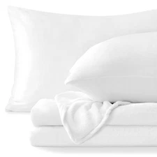 Flannel Sheets Twin Size Bright White - Super Soft Fleece Sheets Set Fluffy E...