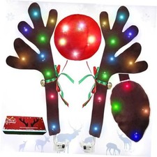 Reindeer Antlers for Cars, LED 2025 Christmas Car Decorations Multi-Color Light