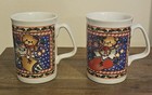 Pair of Vintage Retro Christmas Teddy Bear Mugs/Cups for Hot Beverages