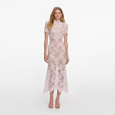 Self portrait PINK RHINESTONE LACE MIDI DRESS 780 US 4 UK 8