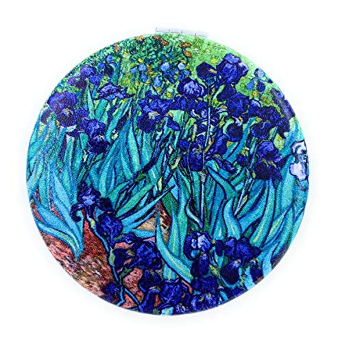 Pocket Mirror for Women Small Travel Mirror Magnifying Van Gogh Flower Irises - Picture 4 of 7