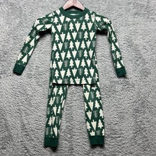 Hanna Andersson Holiday Pajamas Size 110 US 5 Christmas Tree Print Green Organic