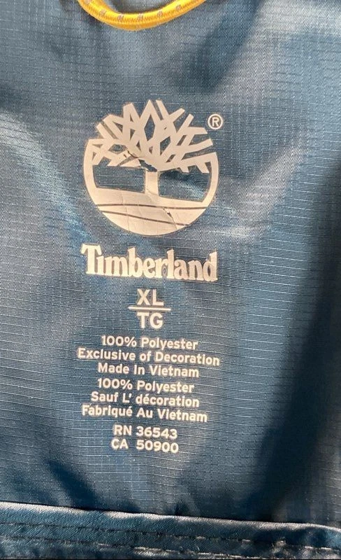 Timberland Men's Blue Hooded Full Zip Lightweight Windbreaker Jacket Size XL - Image 3 of 4