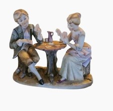 VTG Brinns Porcelain Figurine Couple Playing Cards Victorian Hand Painted Bridge