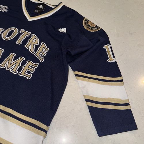 Adidas Notre Dame Hockey Jersey CCHA Youth L/XL Adult Small STITCHED #11 No Name - Picture 2 of 5