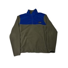 Brooks Brothers Men Fleece 1/4 Zip Pullover Khaki Blue Size Large Casual Outdoor