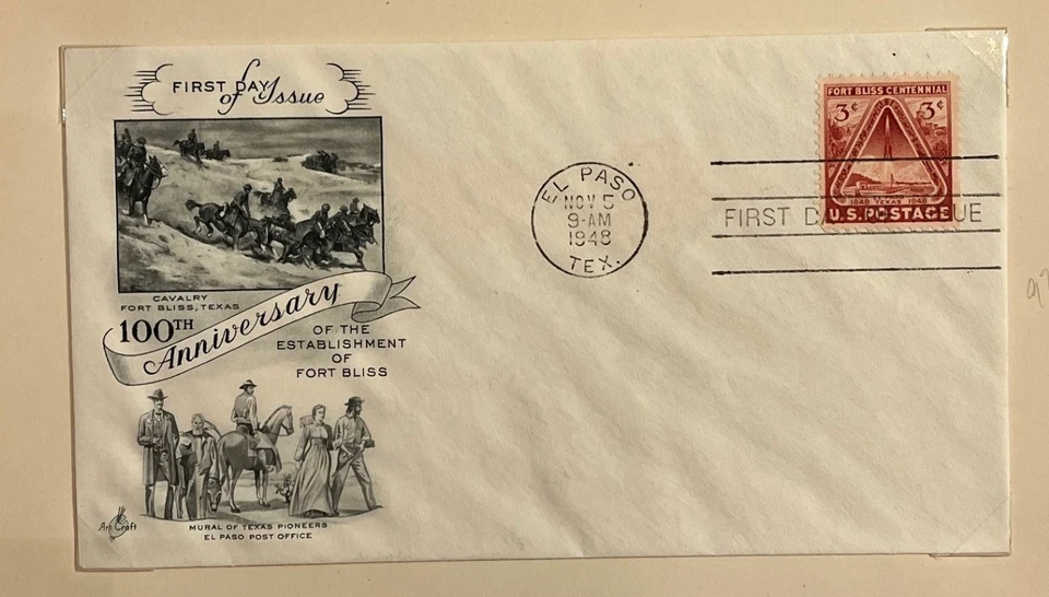 1948 3c 100th Anniversary of Founding of Fort Bliss Stamp #976 First Day Covers - Image 2 of 3