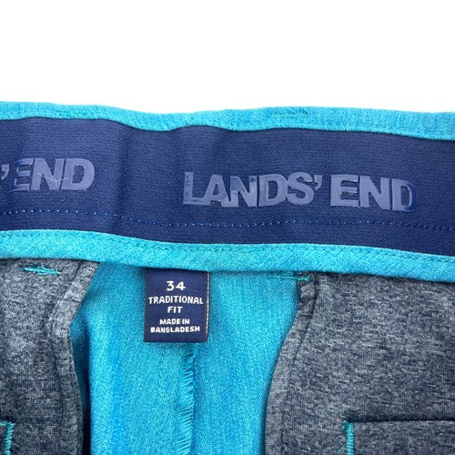 Lands End Men's Traditional Fit Chino Flat Front Shorts Aqua Blue Size 34 - Picture 6 of 9