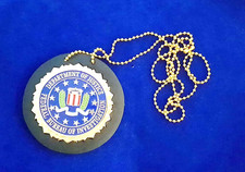 FBI Seal US Polizeimarke mit Lederhalter & Kette #2