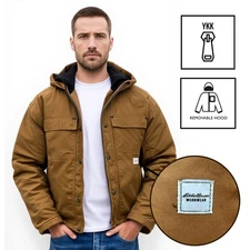 Eddie Bauer Workwear Men's Brown Jacket Foreman Fit 3M Thinsulate Zipper (S02)