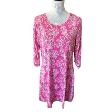 Lulu-B Womens Dress Pink Athletic Golf UPF 50 Long Sleeve Coral Print Medium